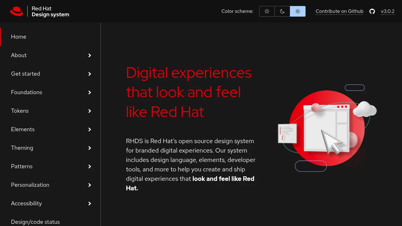 A screenshot of Red Hat Design System