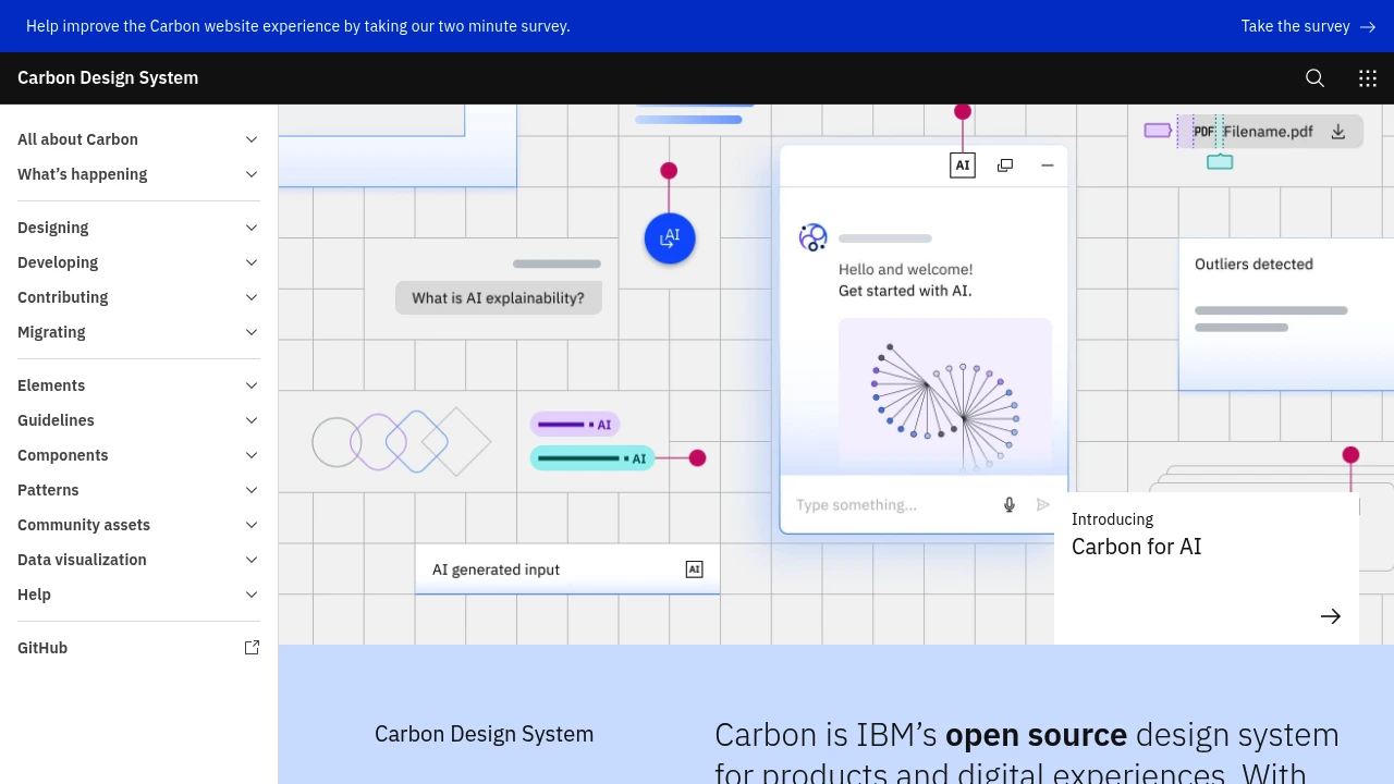 A screenshot of Carbon Design System