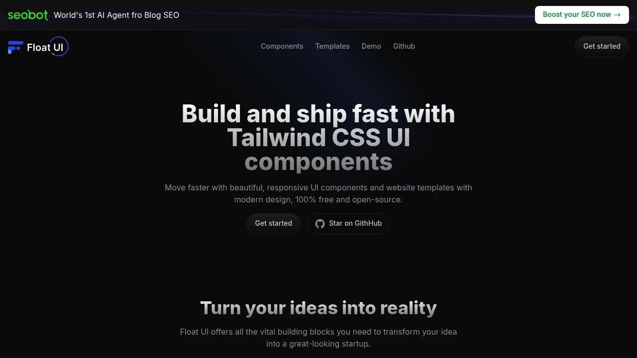 A screenshot of Float UI
