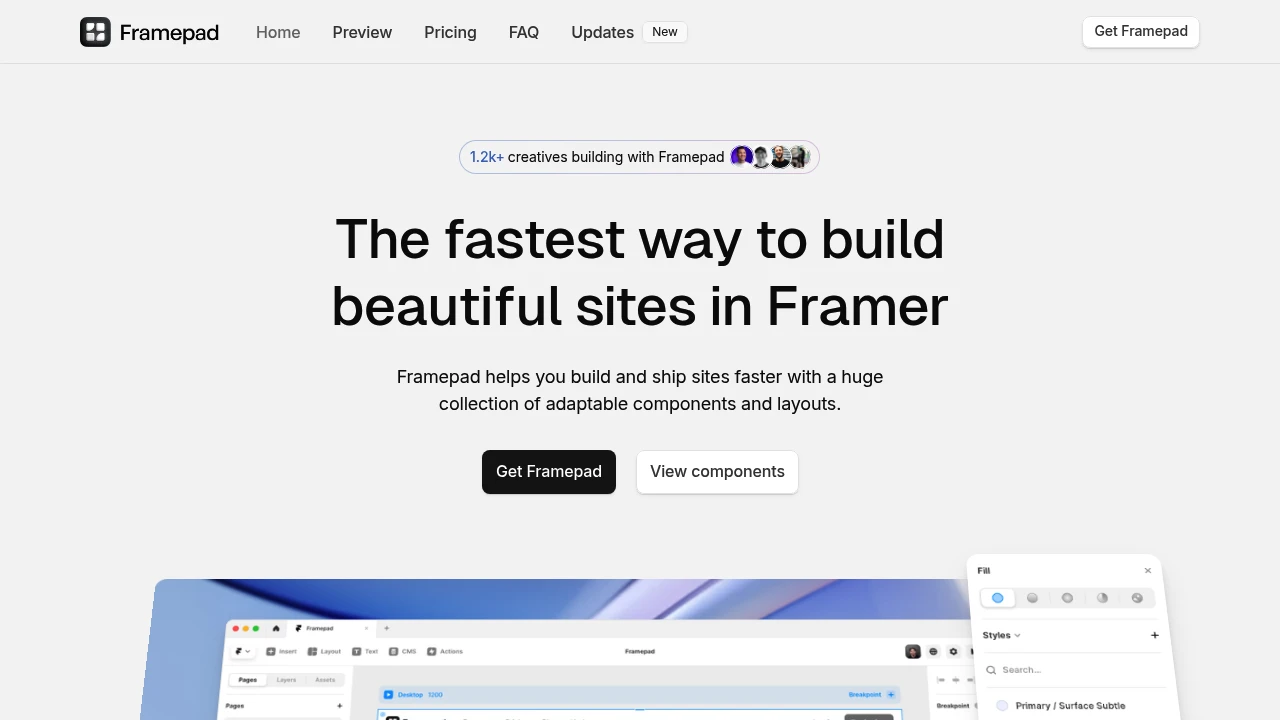 A screenshot of Framepad