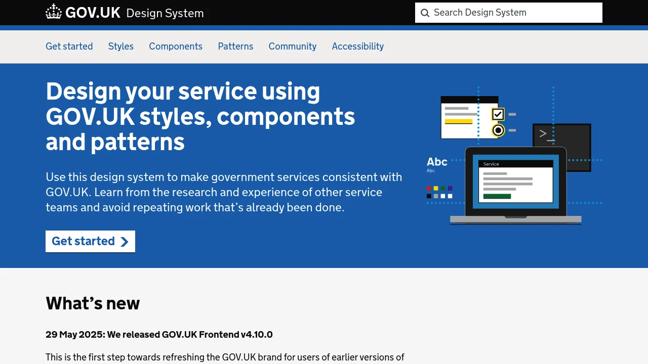 A screenshot of GOV.UK Design System