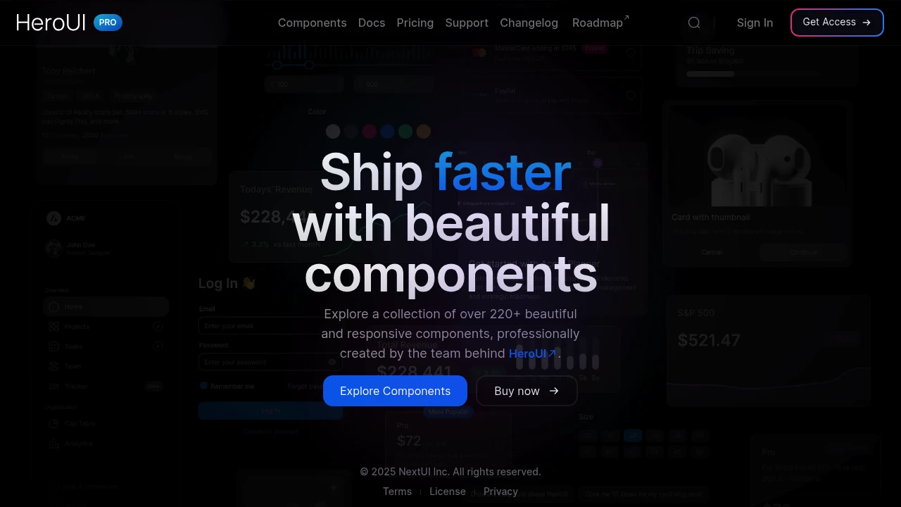 A screenshot of HeroUI Pro