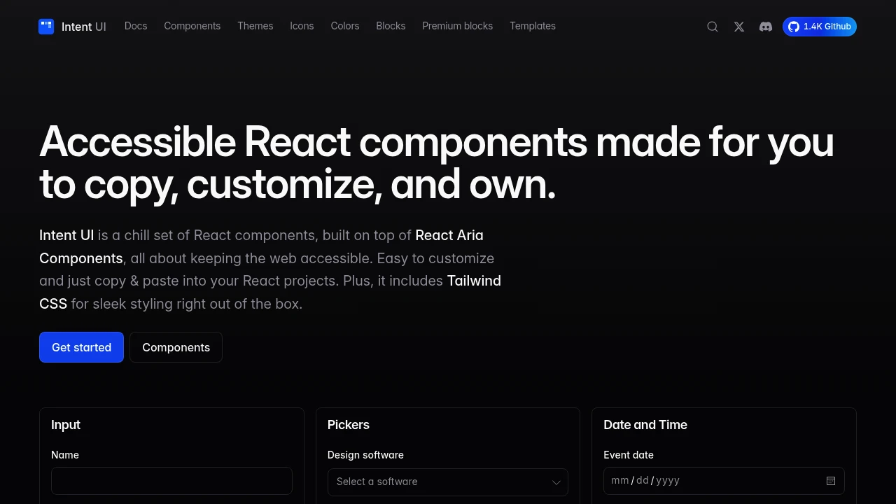 A screenshot of Intent UI