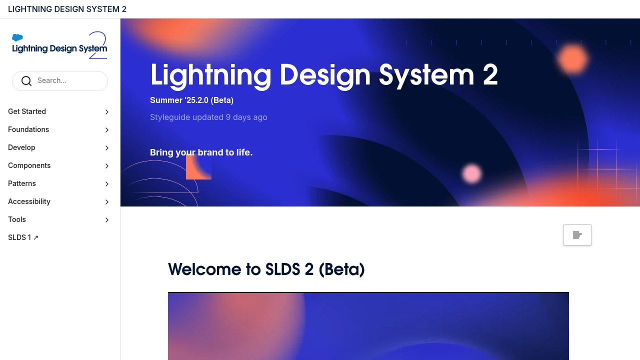 A screenshot of Lightning Design System 2