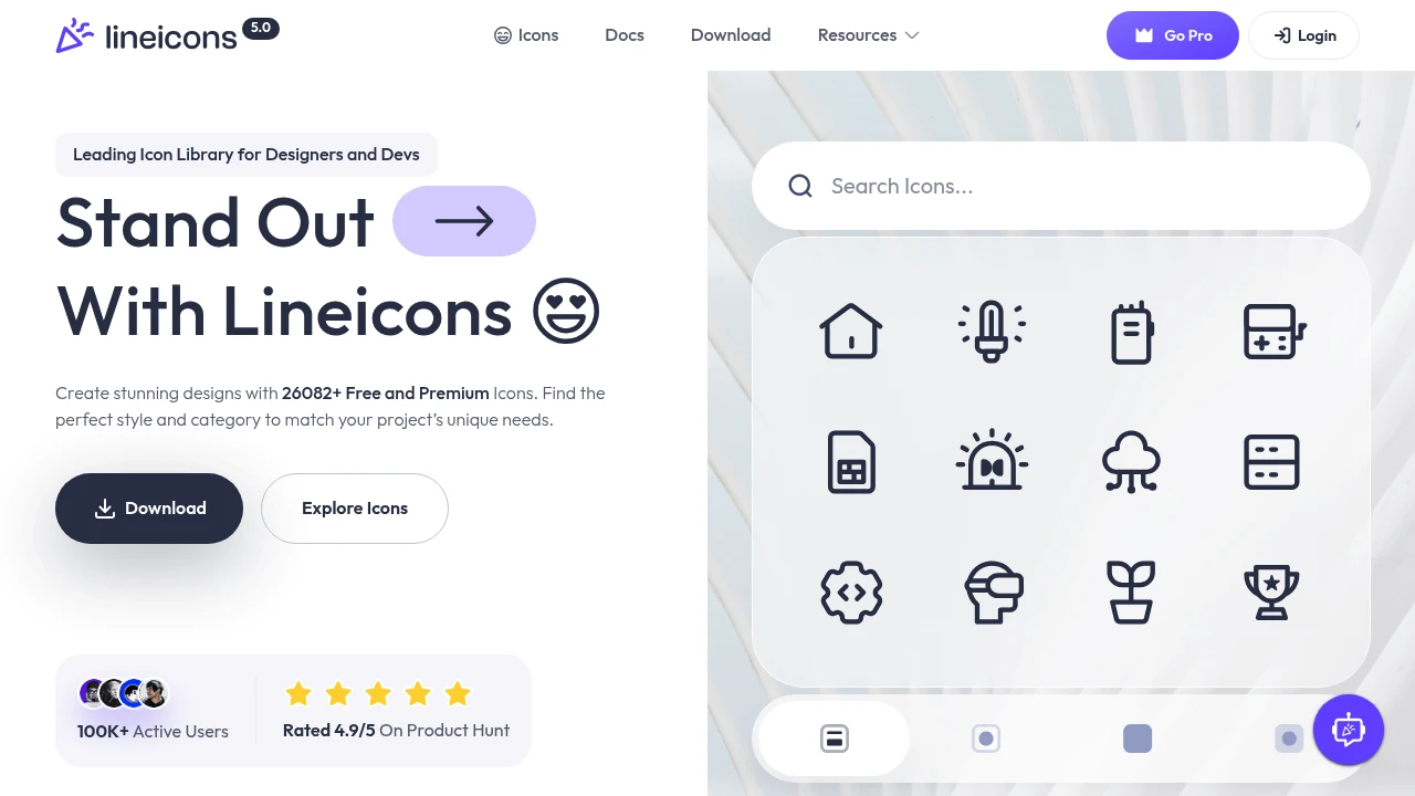 A screenshot of Lineicons
