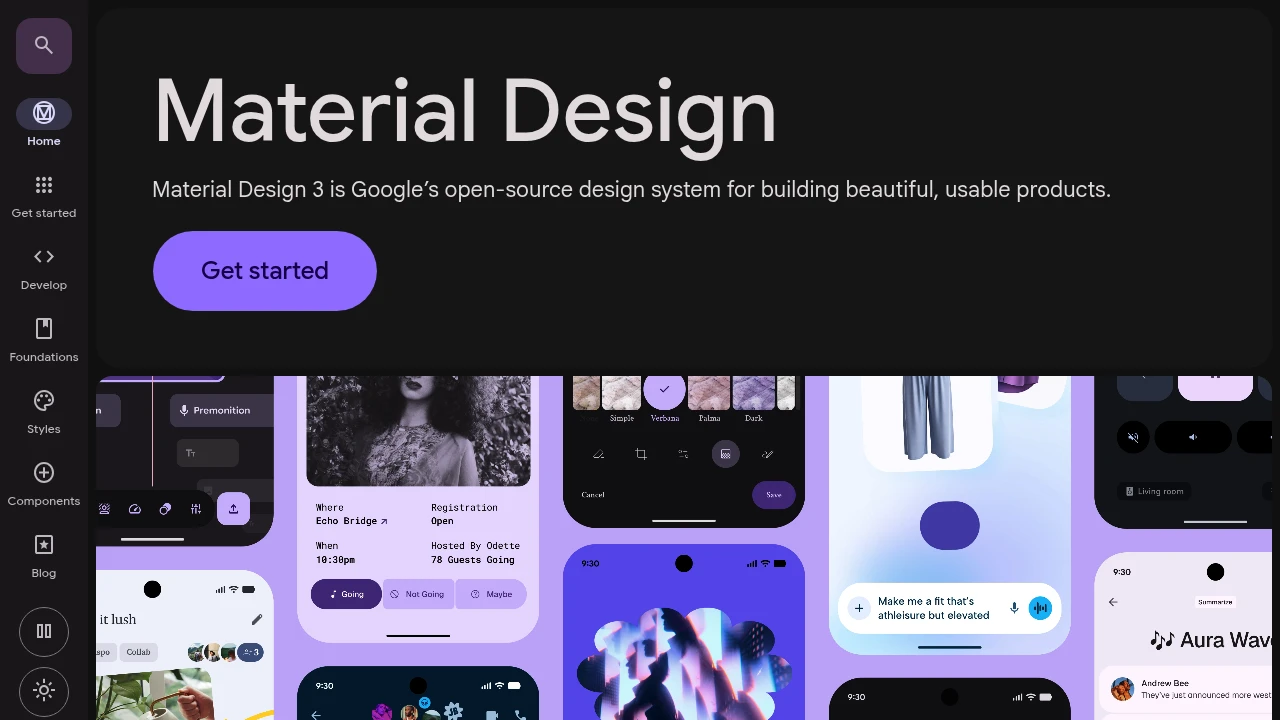 A screenshot of Material Design
