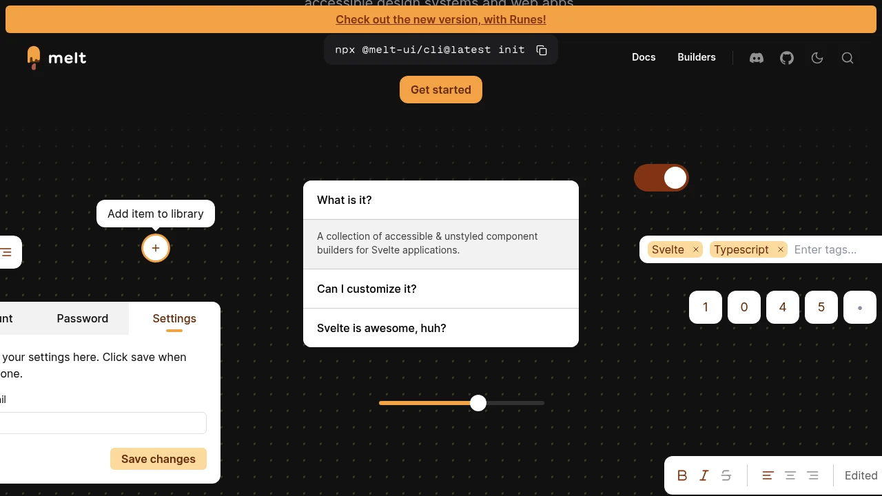 A screenshot of Melt UI