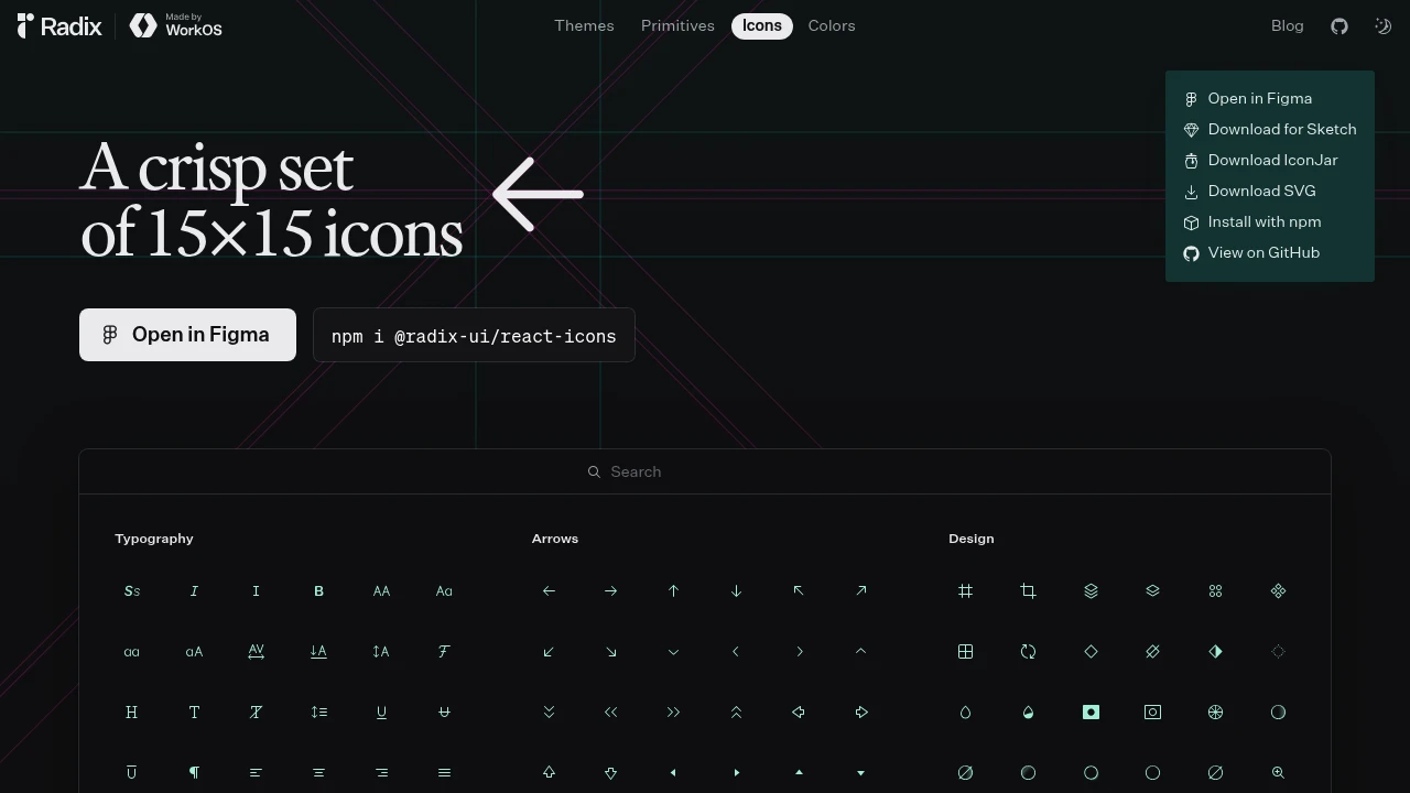 A screenshot of Radix Icons