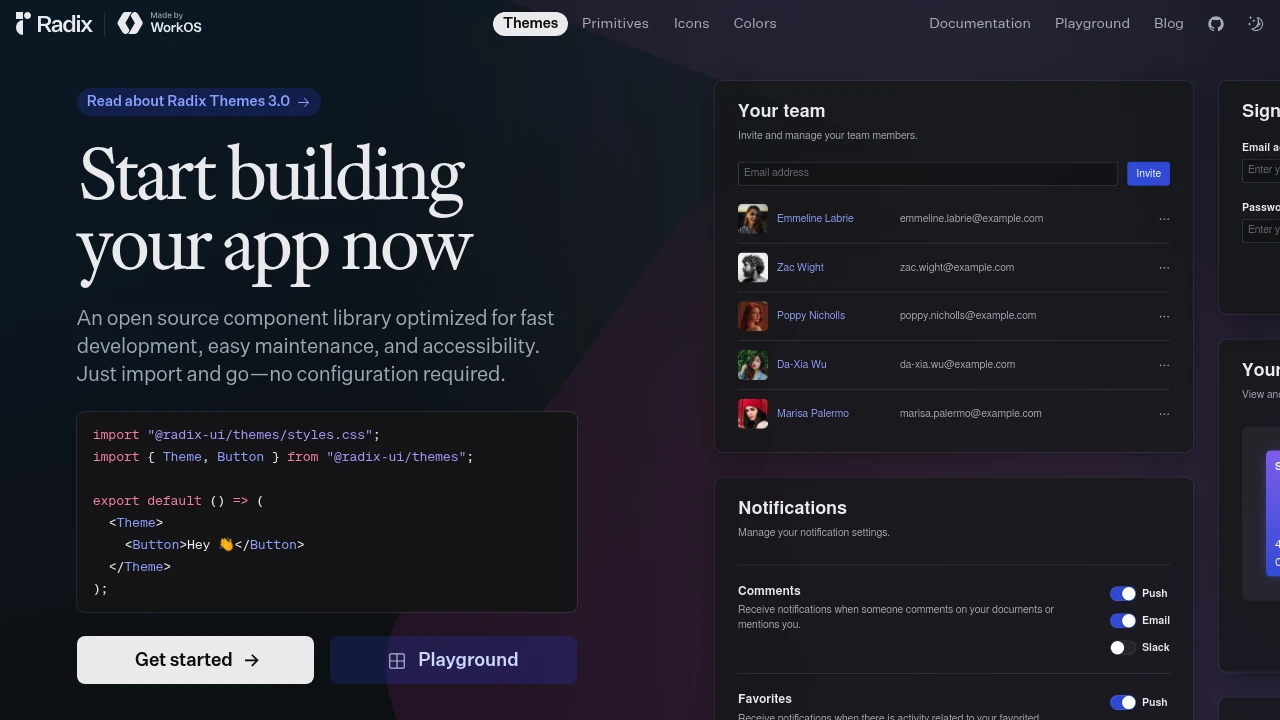 A screenshot of Radix UI