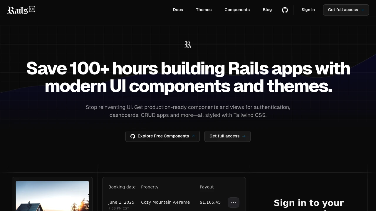 A screenshot of Rails UI