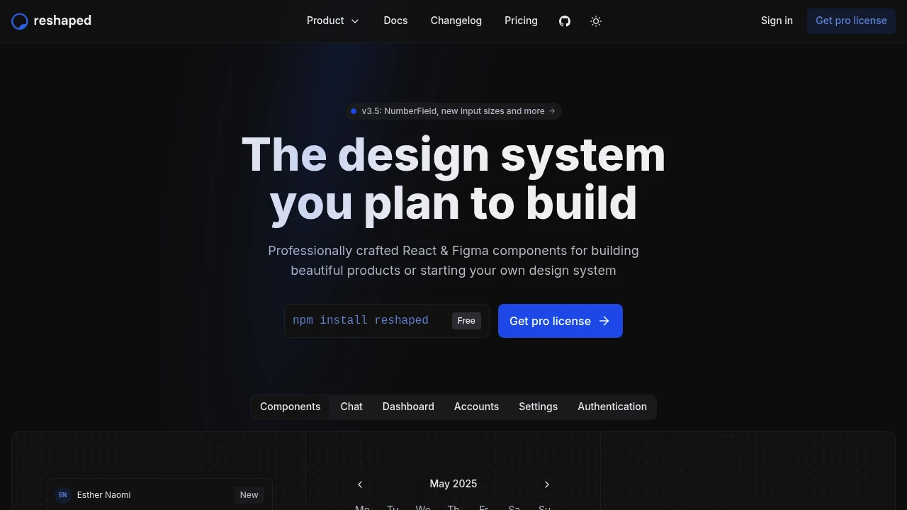 A screenshot of Reshaped