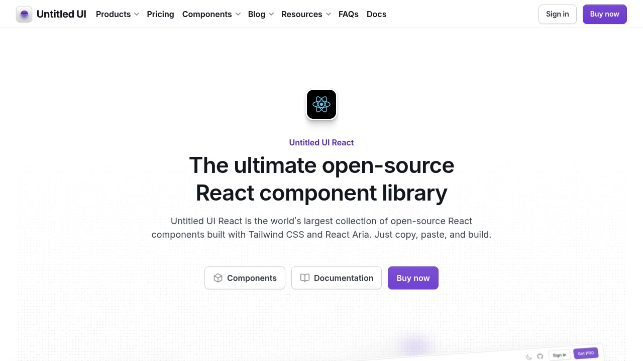 A screenshot of Untitled UI React